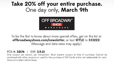off broadway shoes coupon