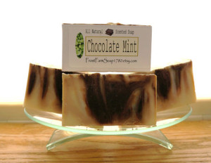 Chocolate Mint Soap Scented with Peppermint Essential Oil...Organic...Natural Handmade Cold Process
