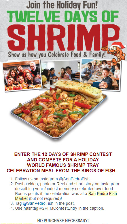 San Pedro Fish Market Unveils 12 Days of Shrimp Dec 9 – 20! Win a