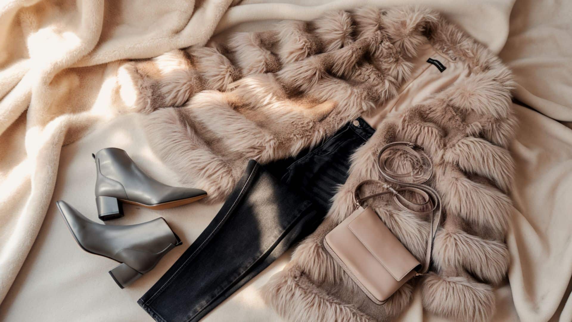 Faux Fur Coat + Skinny Jeans + Ankle Boots