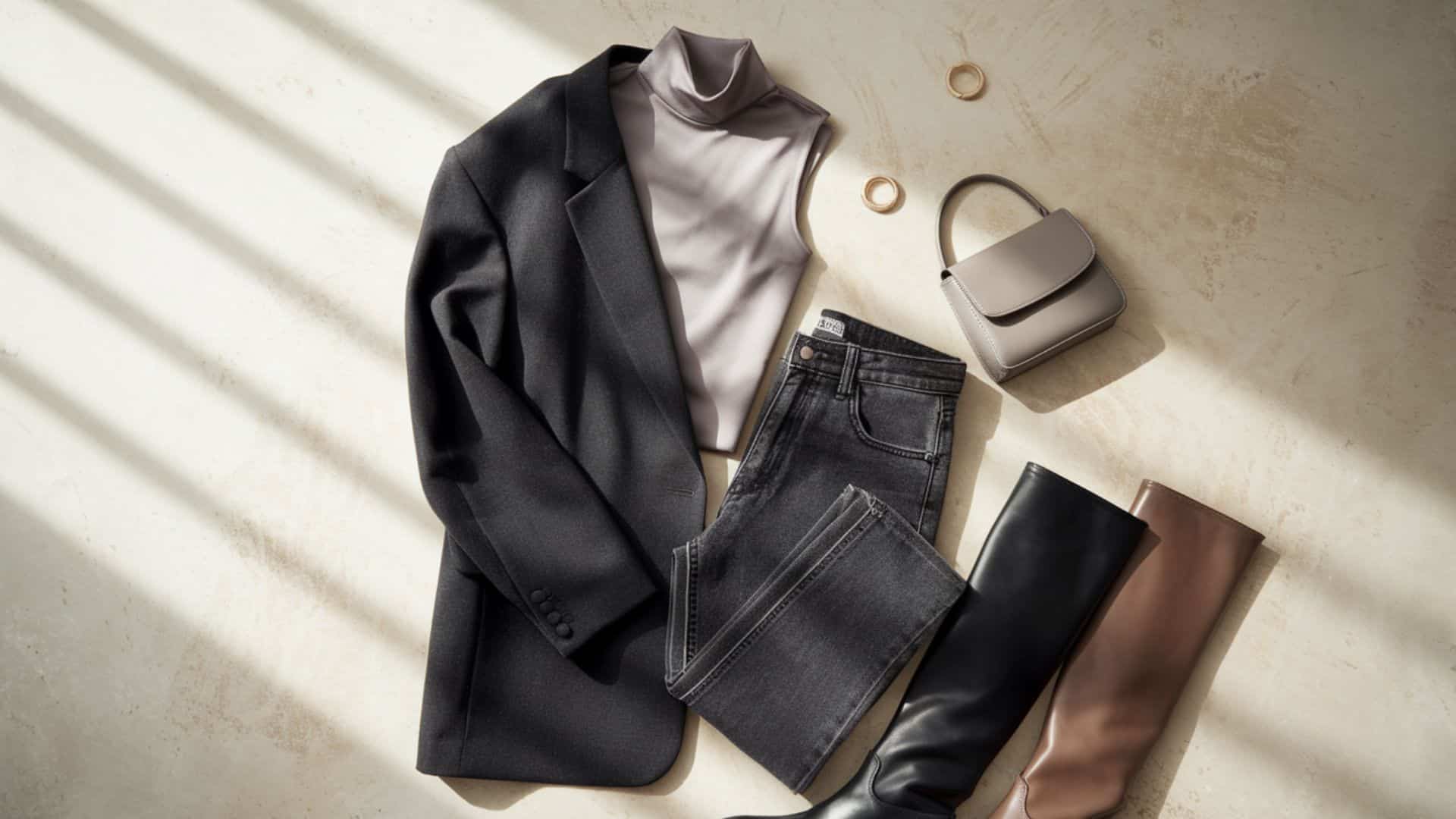 Oversized Blazer + Monochrome Denim + Knee-High Boots