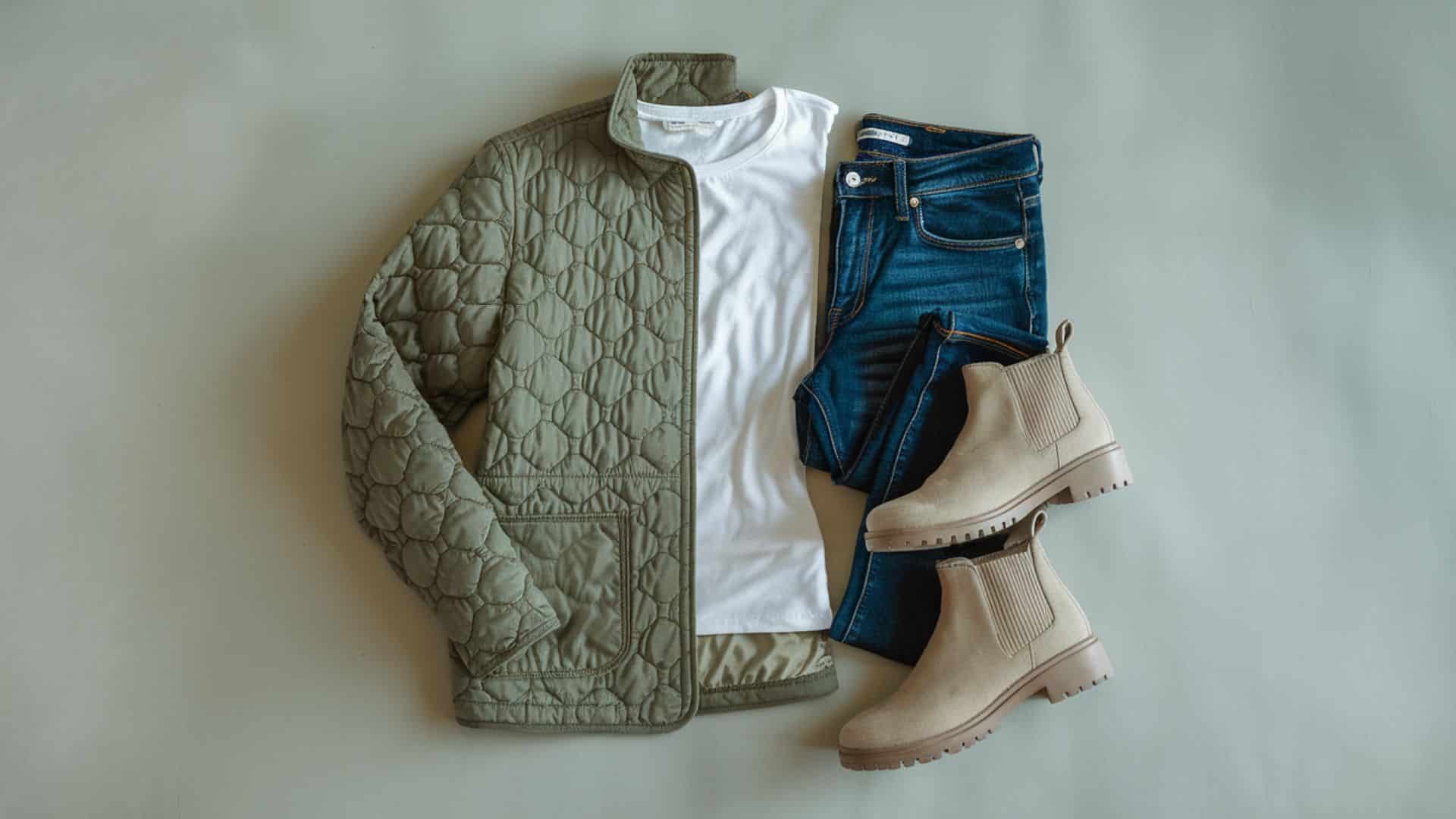 quilted jacket basic tee