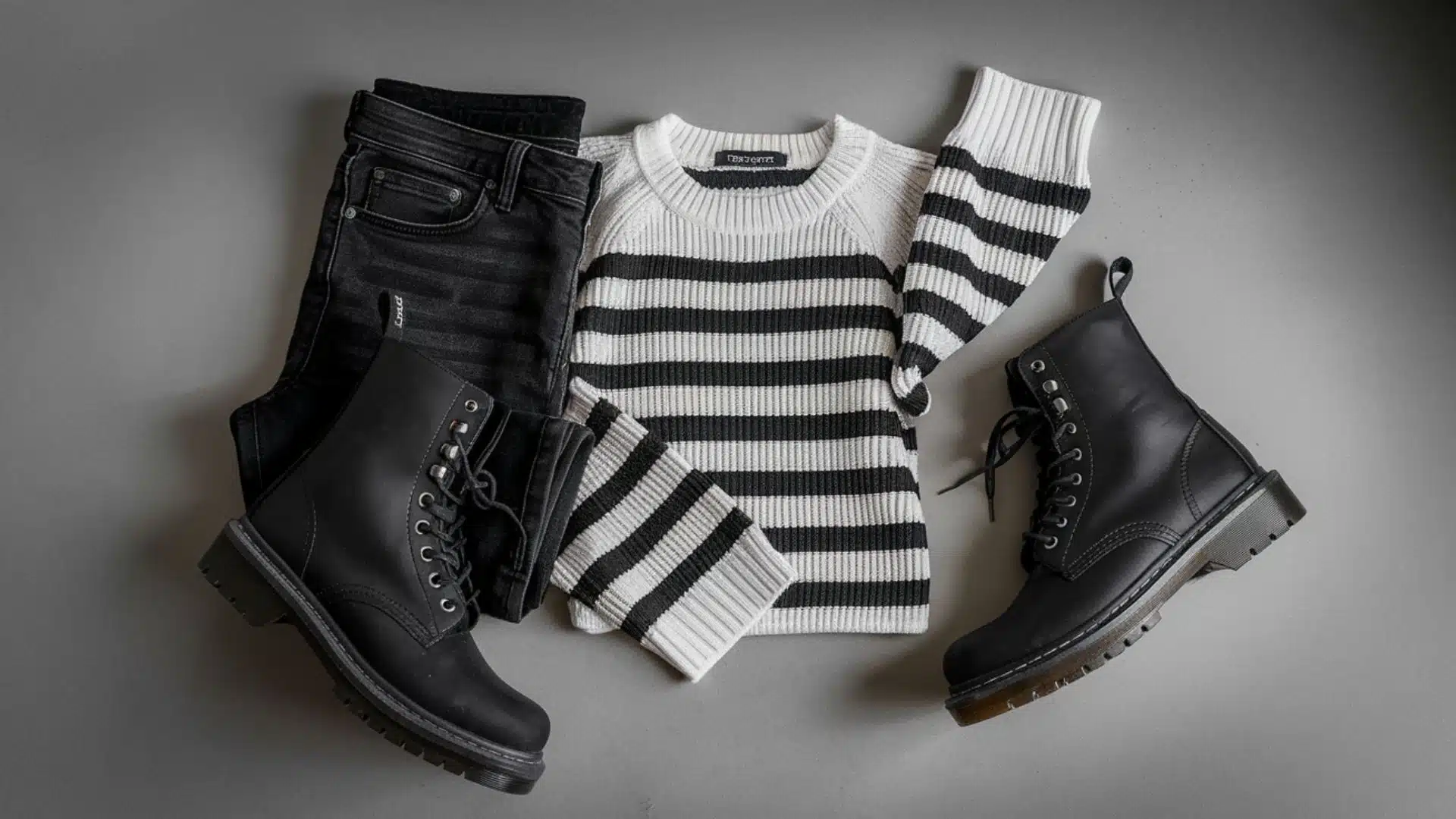 striped sweater black jeans