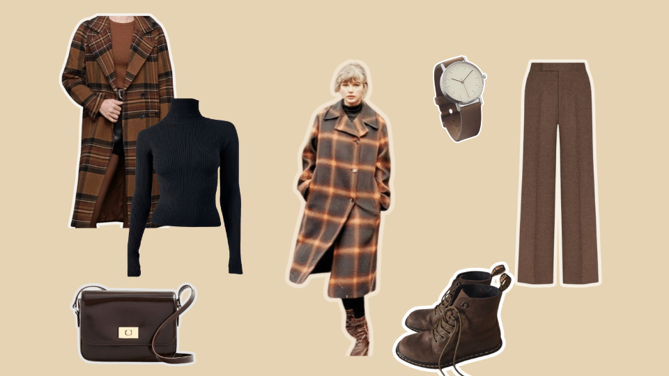 plaid peacoat ensemble