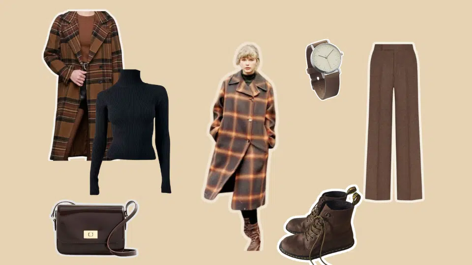 plaid peacoat ensemble