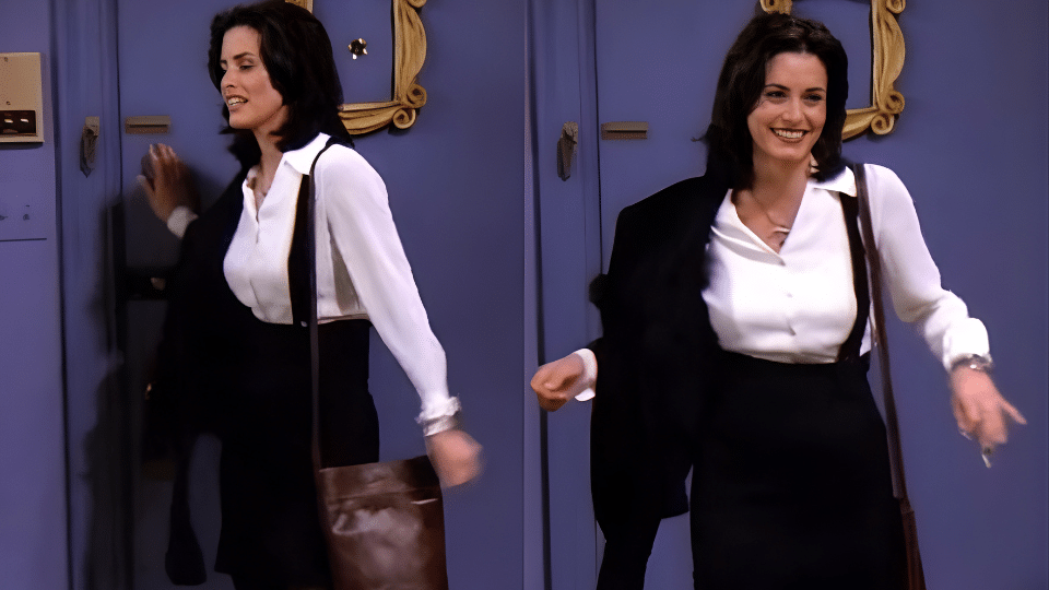 white button black suspender skirt