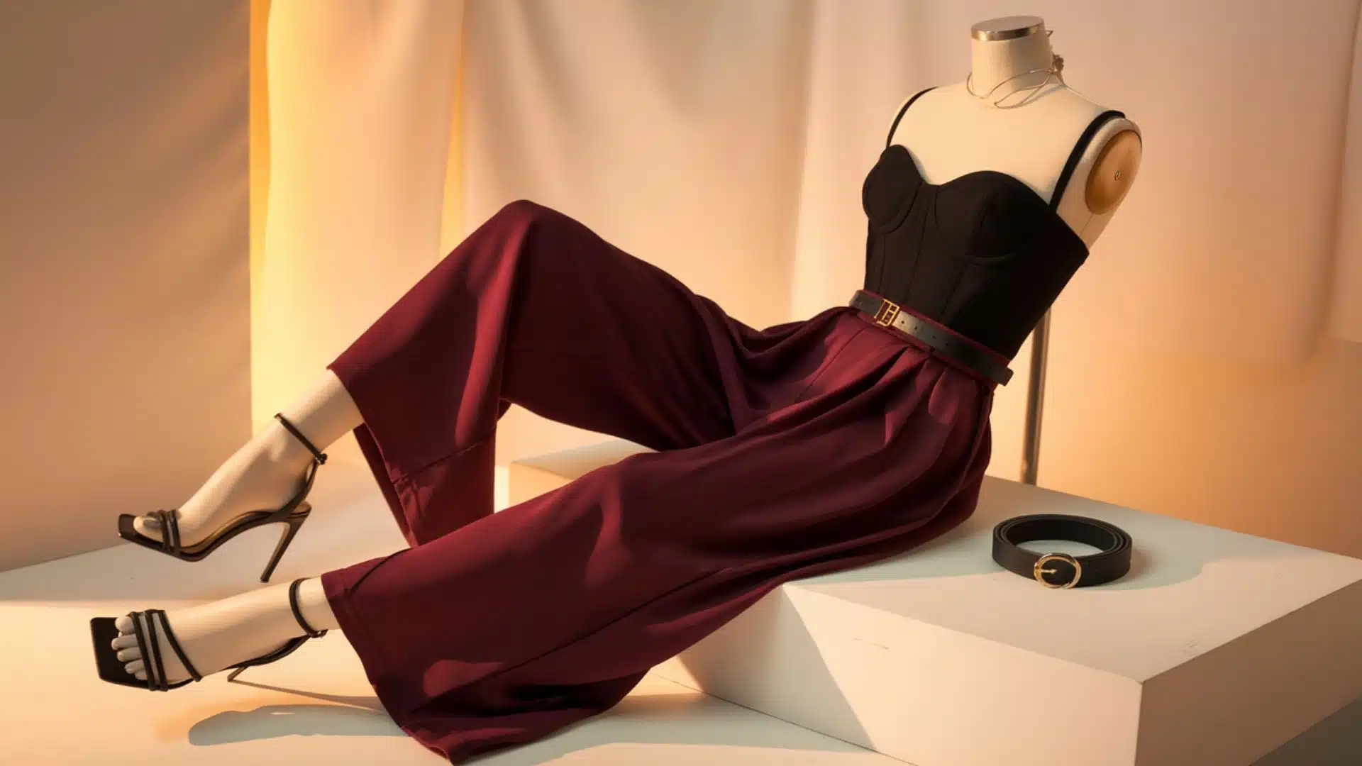 corset top and wide pants