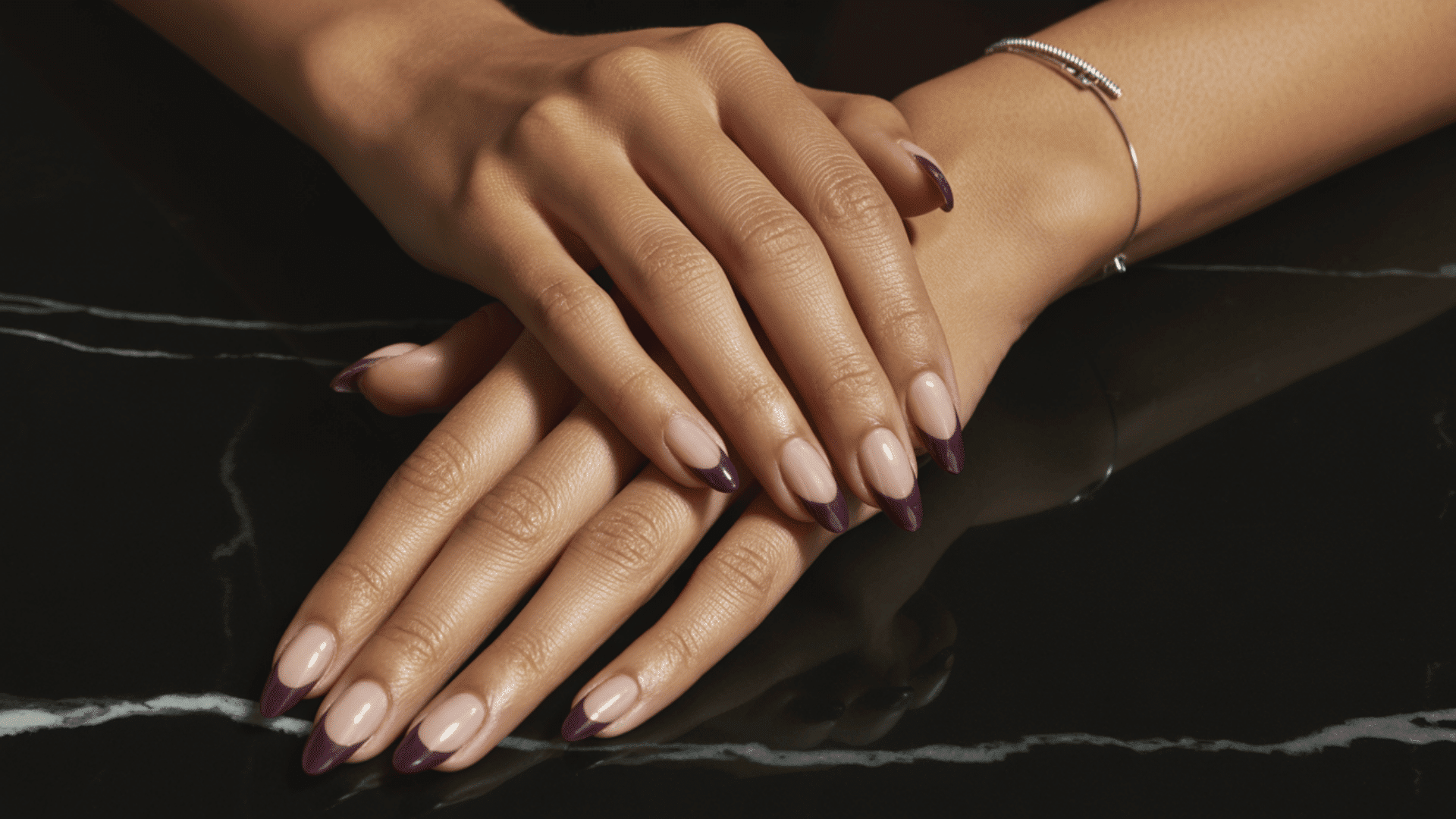 deep plum french tip