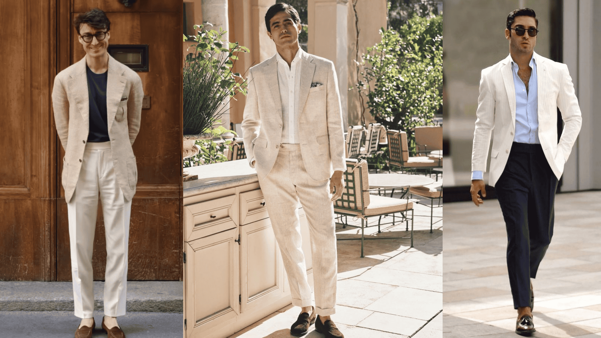 evening look with linen blazer and loafers