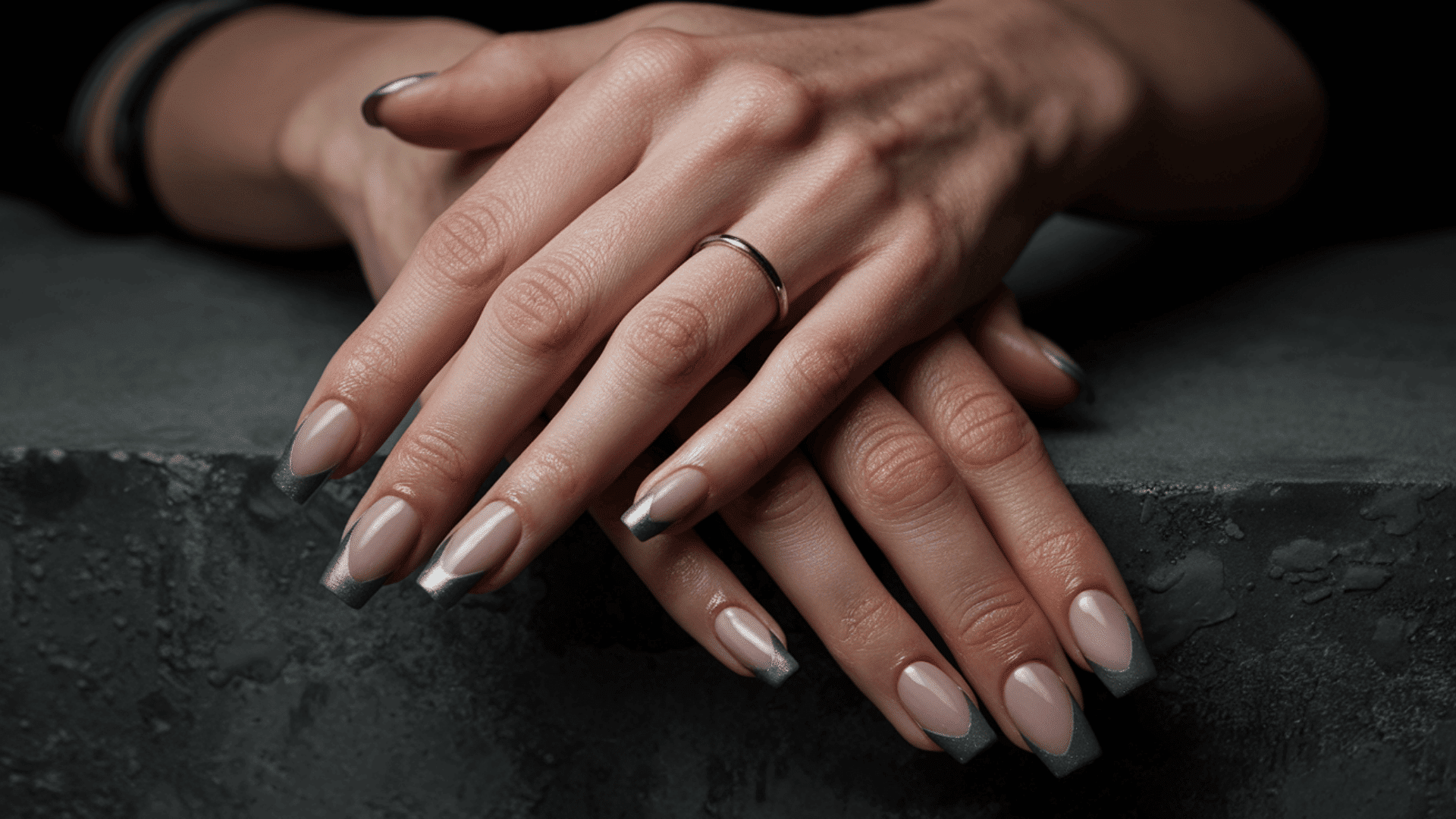 gunmetal grey french tip