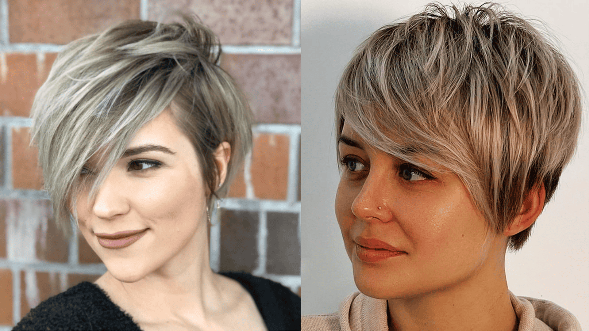 layered pixie with side swept bangs