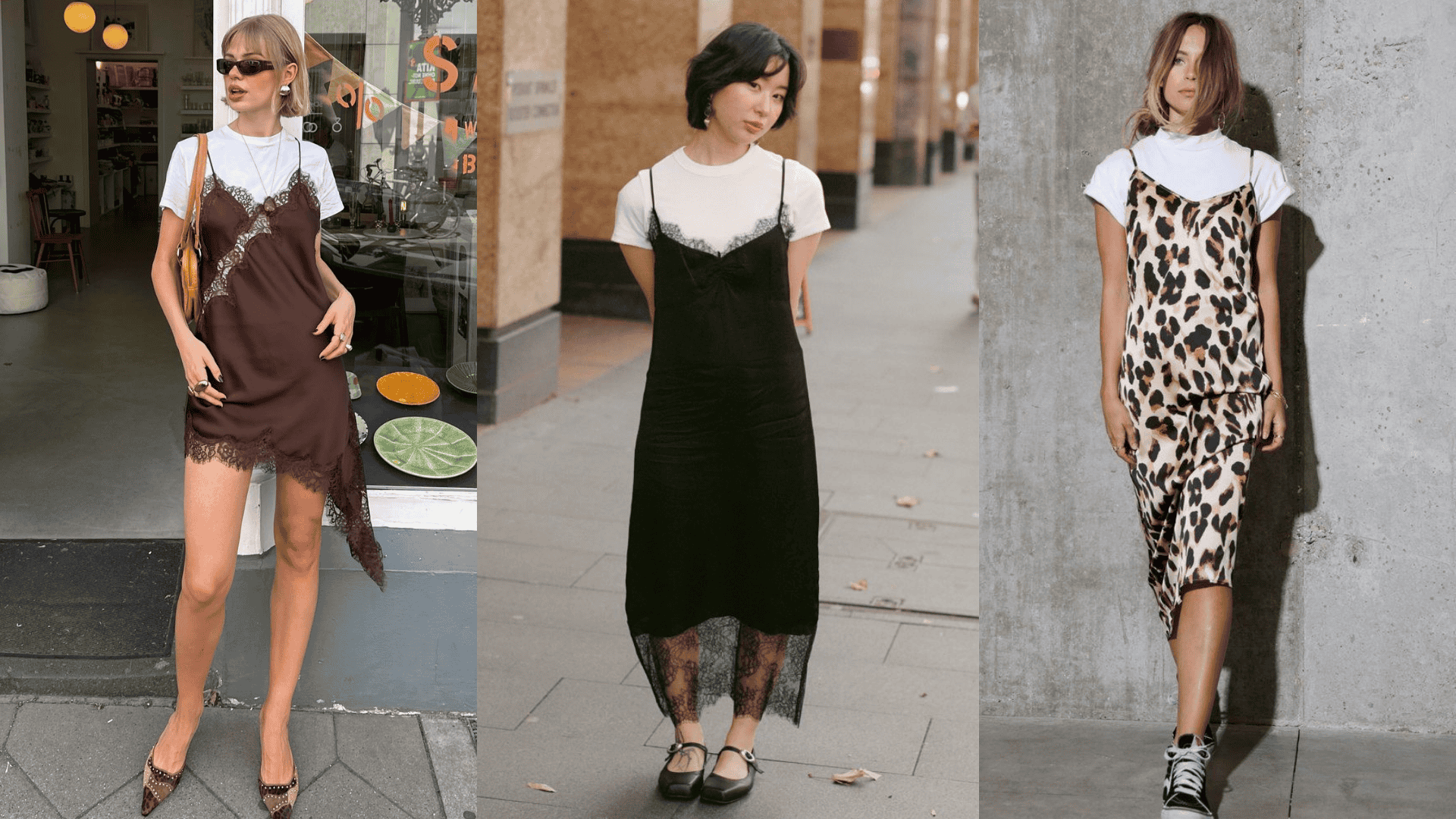 layered slip dress over a t shirt