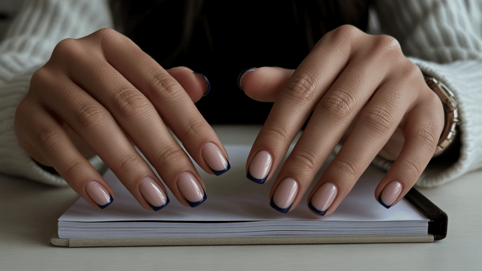 navy blue french tip