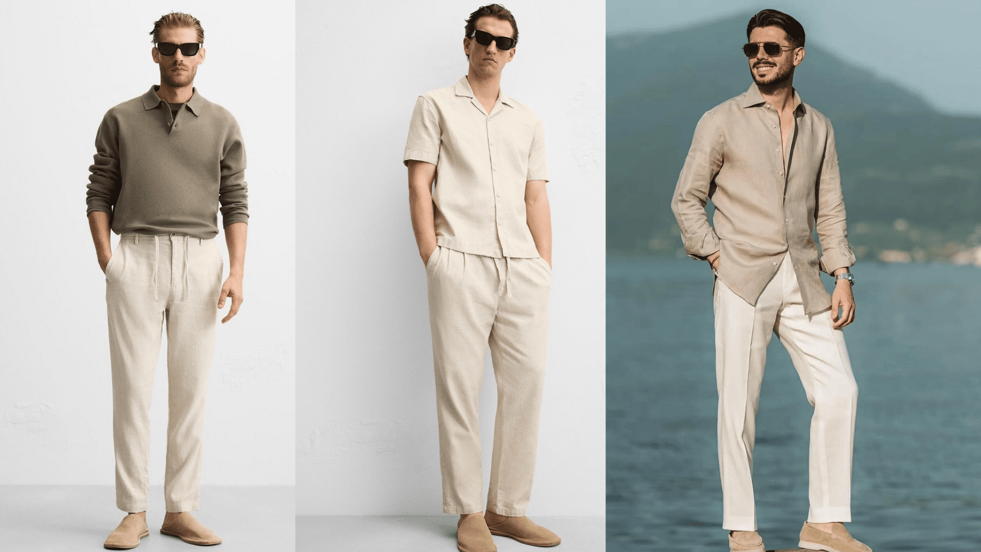 neutral trousers with a relaxed fit shirt