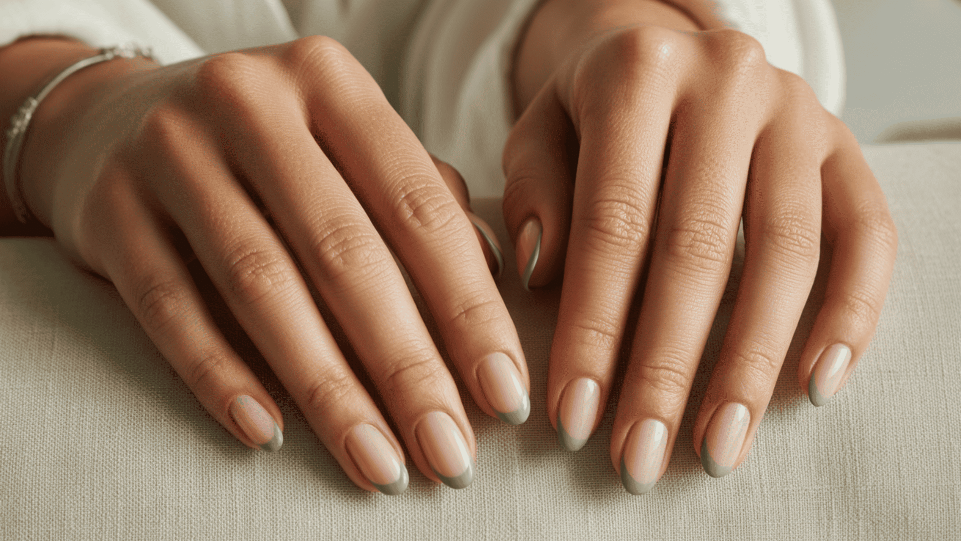 sage green french tip