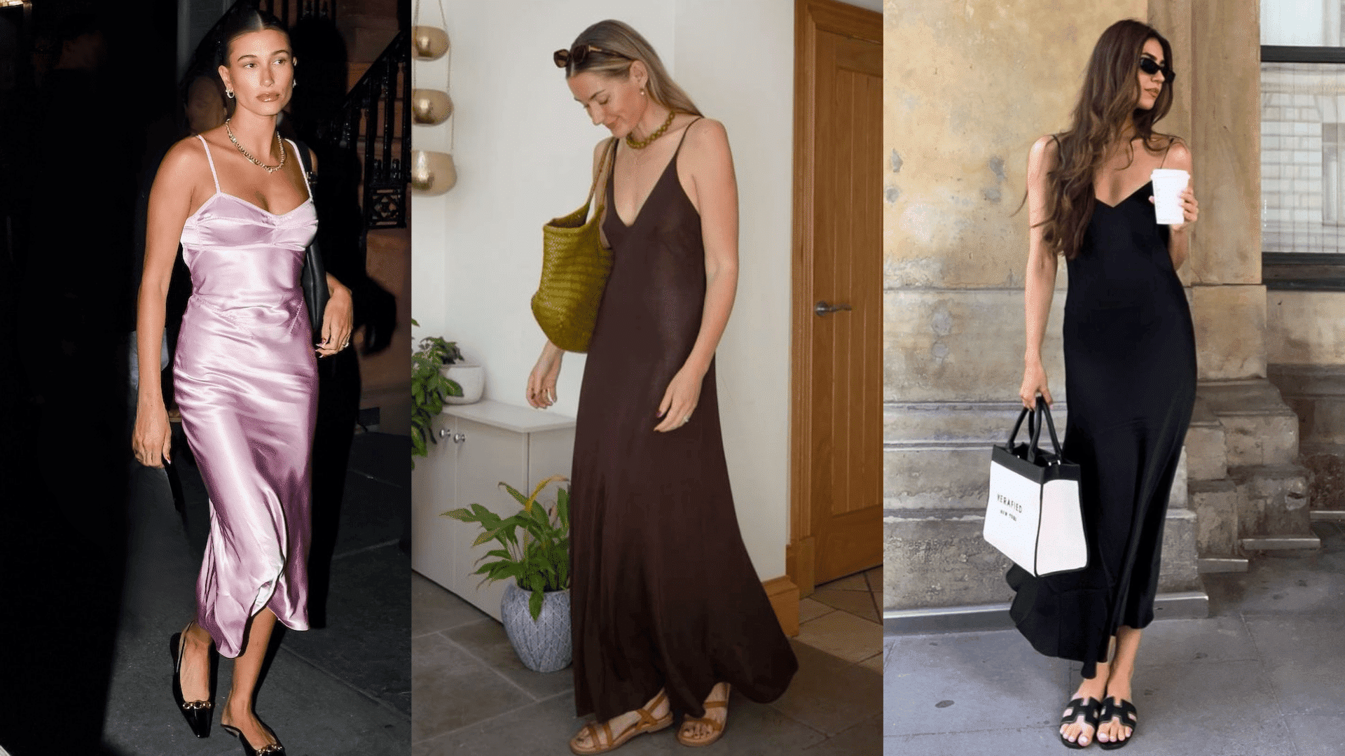 slip dress with flats or sandals