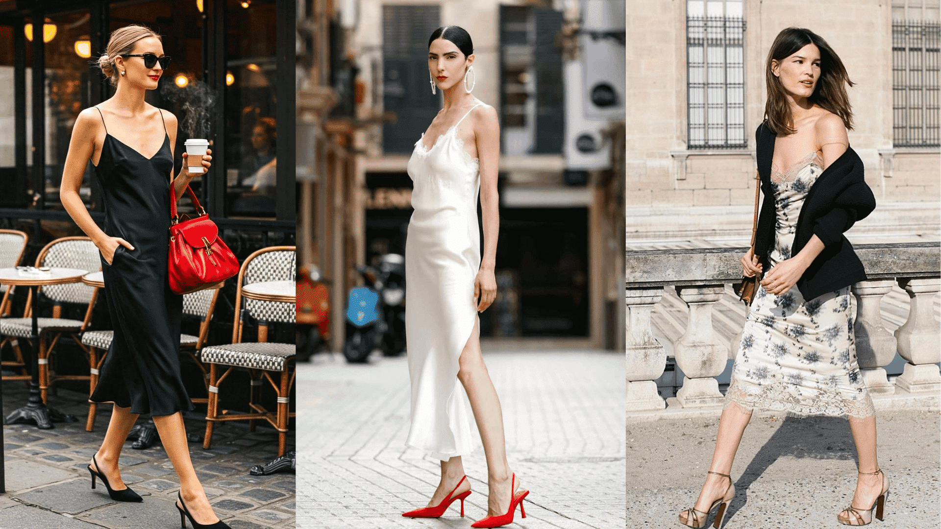 slip dress with heels for evening