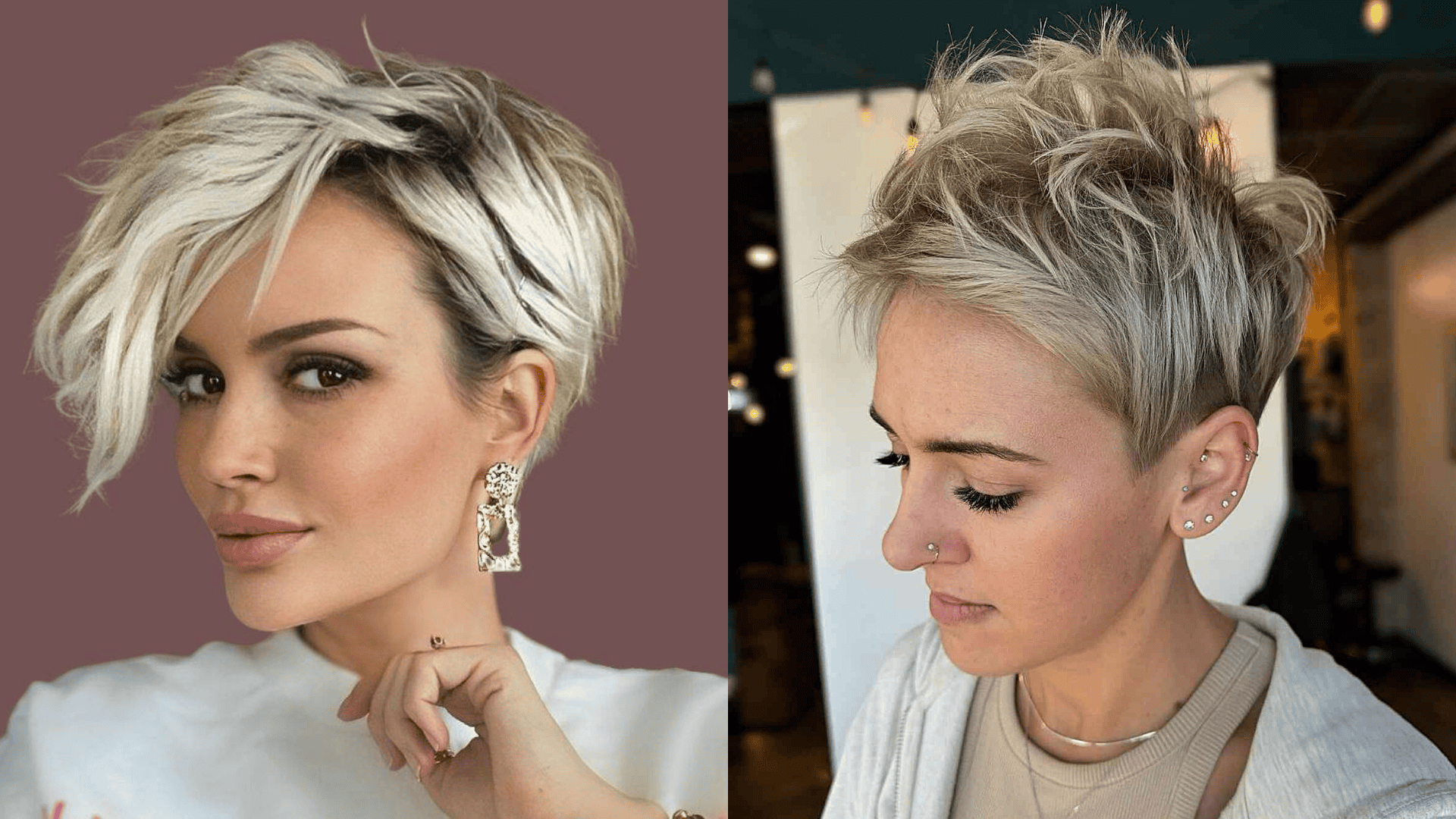 tousled blonde pixie with layered texture