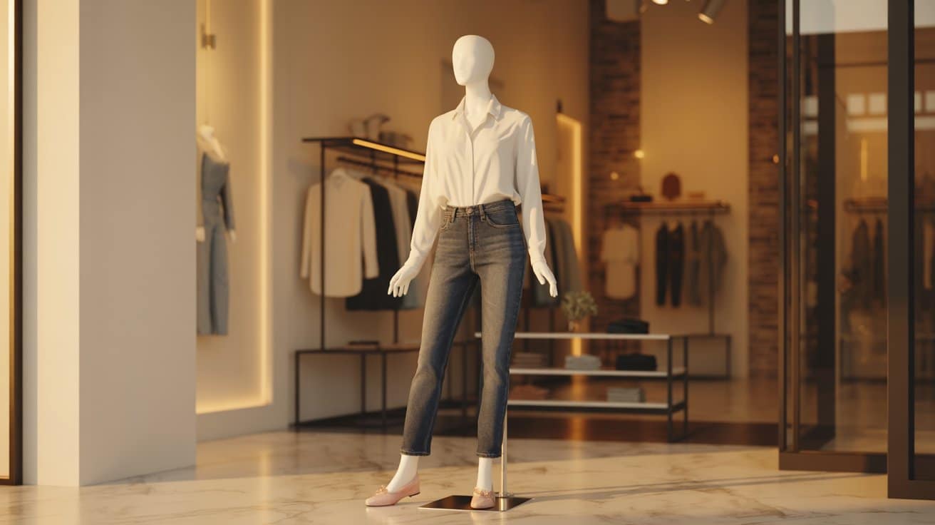 white button down shirt and jeans