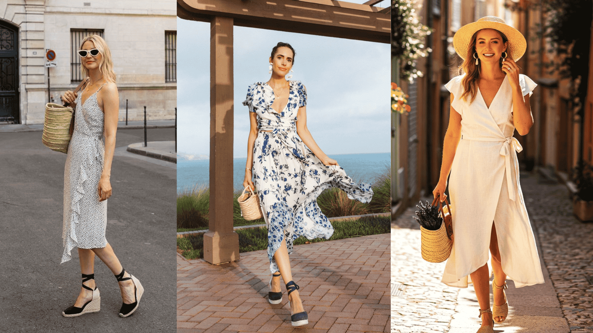 wrap dress with espadrilles