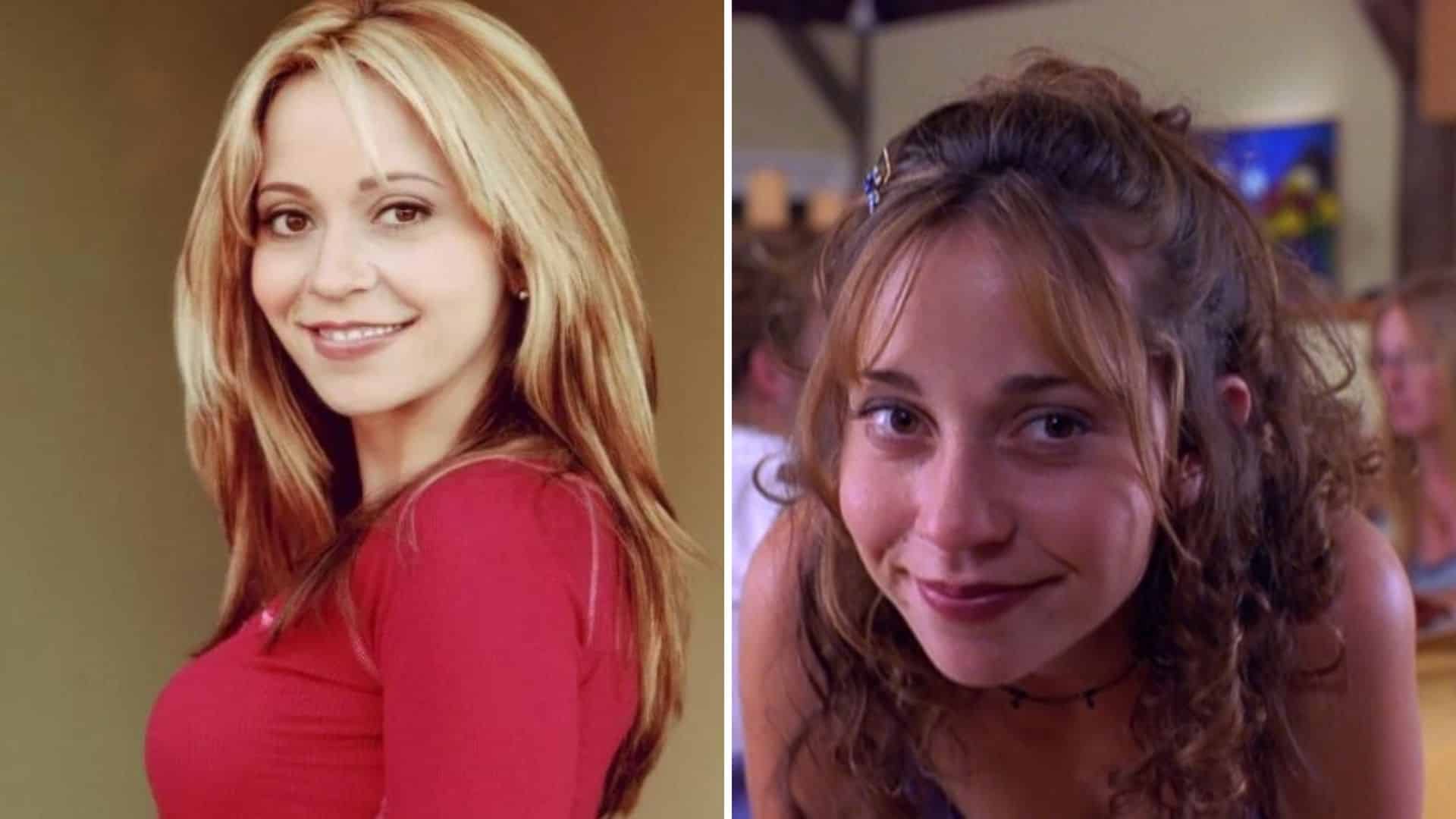 Tara Strong's portrait on the left and a younger version of her smiling on the right