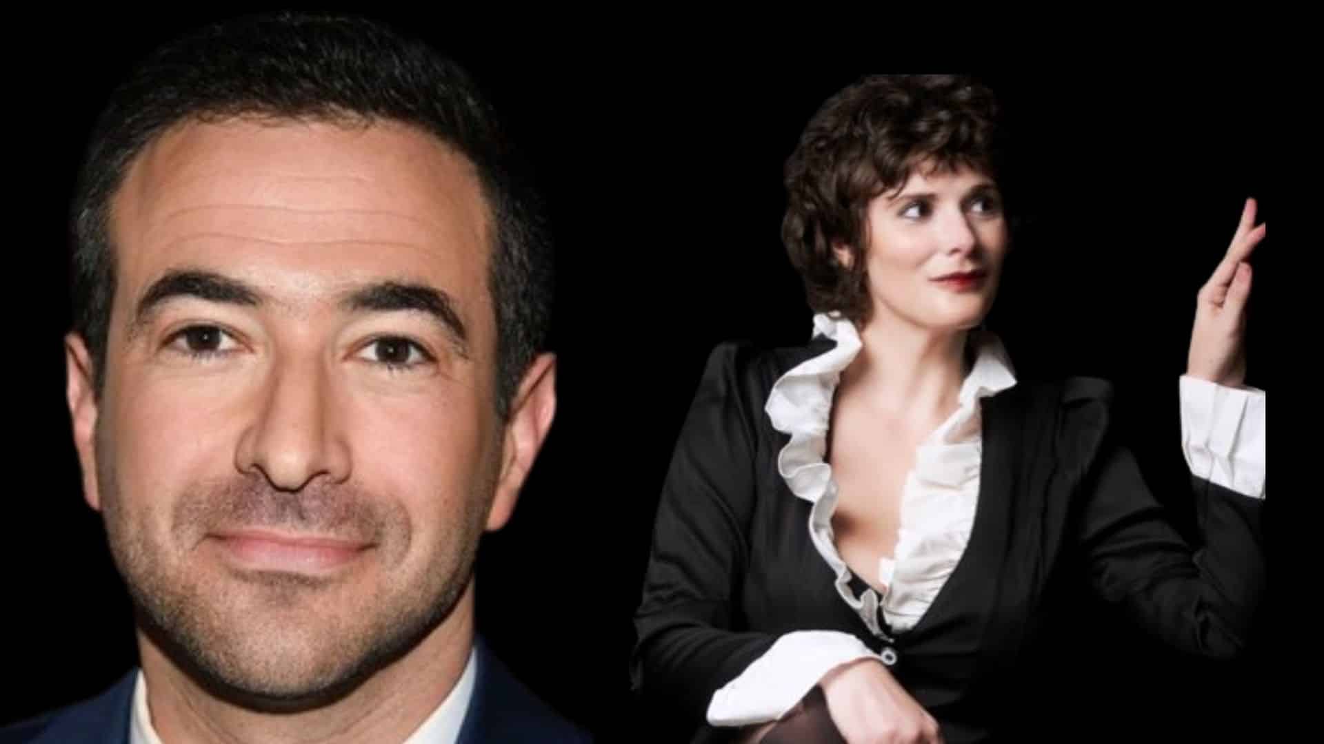 ari melber and his wife drew grant shown side by side in a composite image