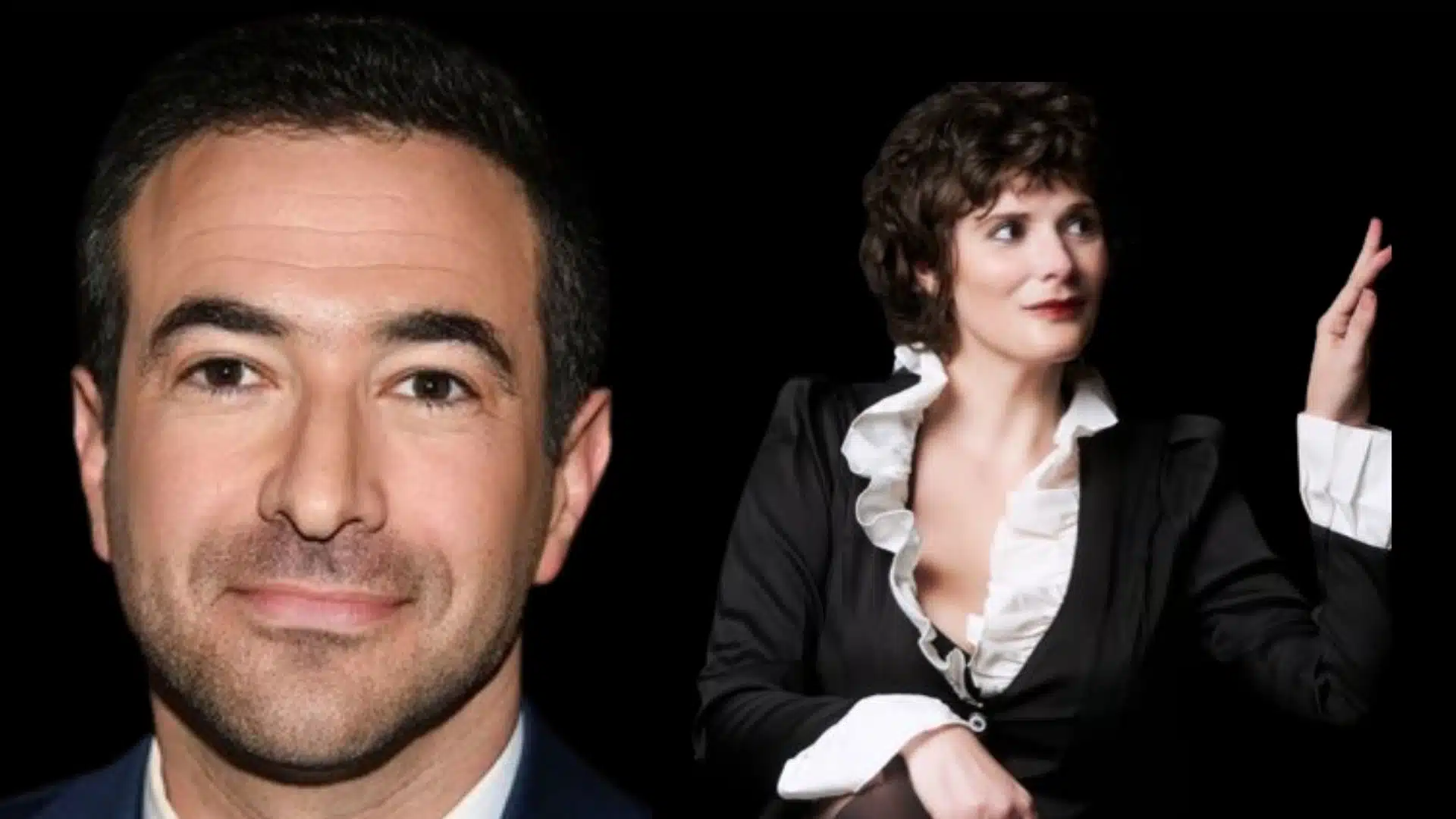 ari melber and his wife drew grant shown side by side in a composite image
