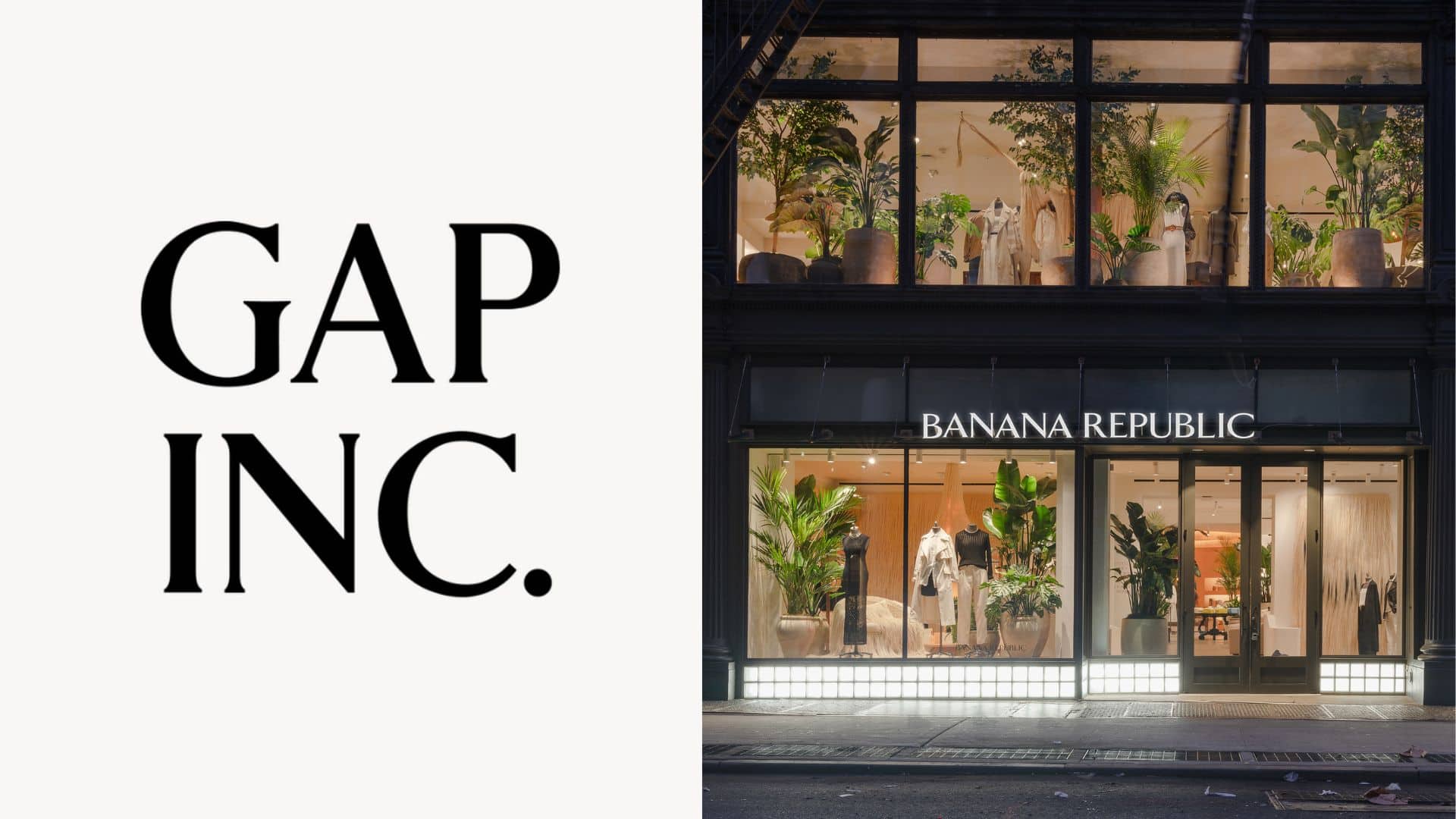 Gap Inc. logo beside Banana Republic storefront, highlighting brand ownership and retail setting