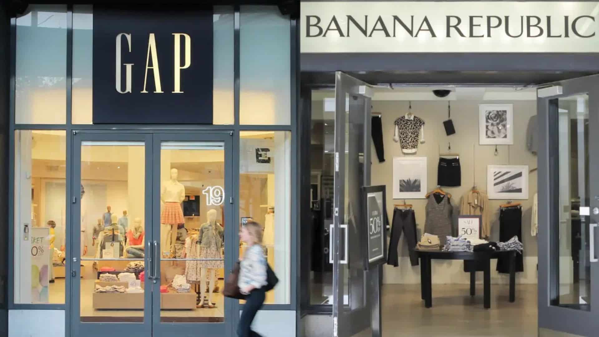 Gap and Banana Republic storefronts side by side, showing retail ownership connection