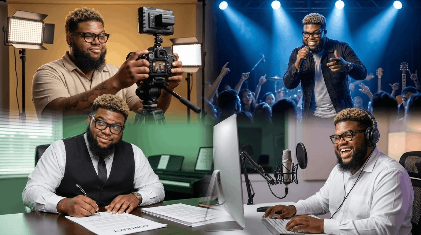 Druski's income sources are shown through content, touring, deals, and recording