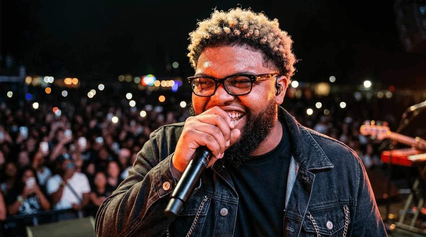 Druski performing on stage with a microphone in front of a crowd.