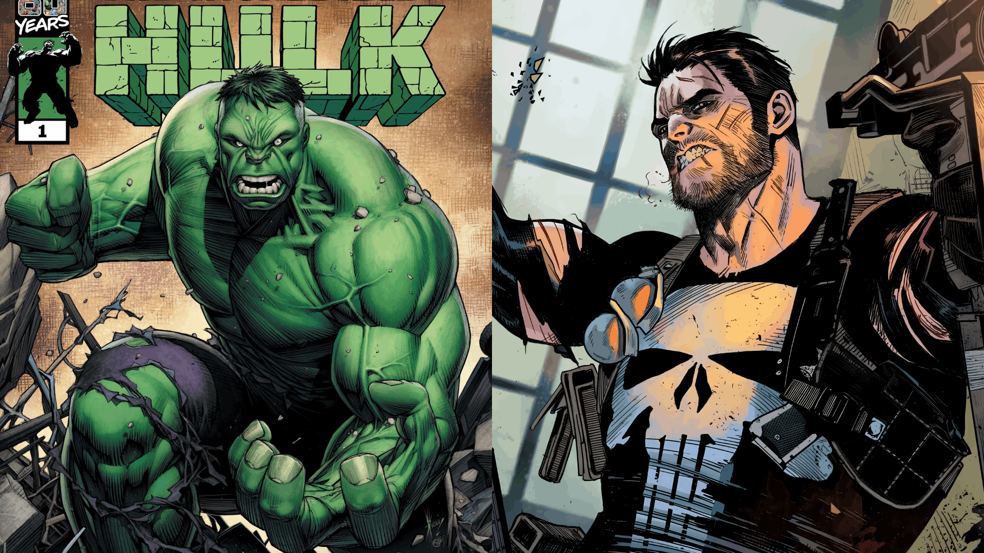 Hulk and Punisher appear side by side, highlighting powerful Marvel characters linked to comic speculation.