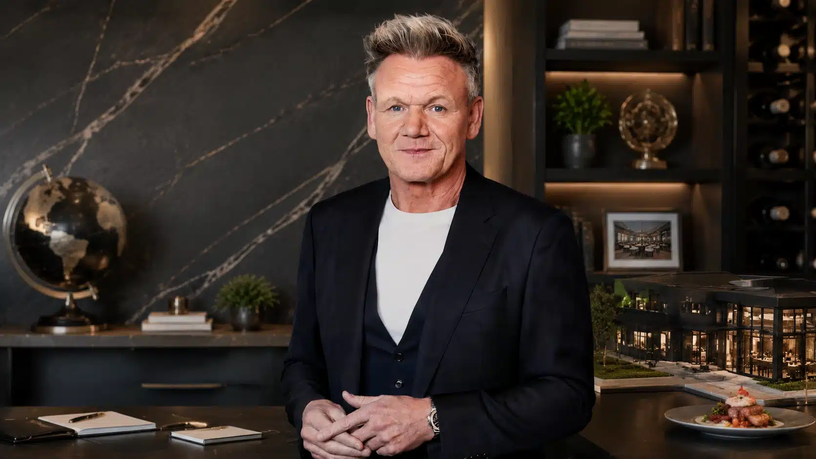 Gordon Ramsay in formal attire, illustrating the frequent question of whether his net worth has reached billionaire status
