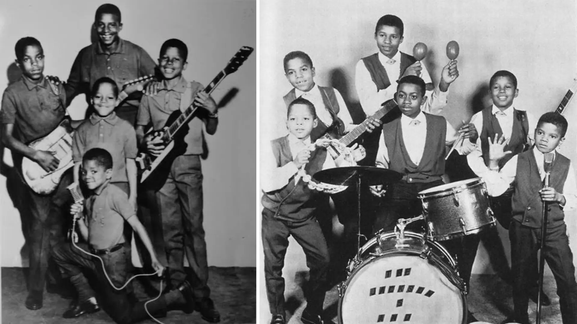 Very young Jackson 5 members Jackie, Tito, Jermaine, Marlon, and Michael Jackson performing together before Motown fame
