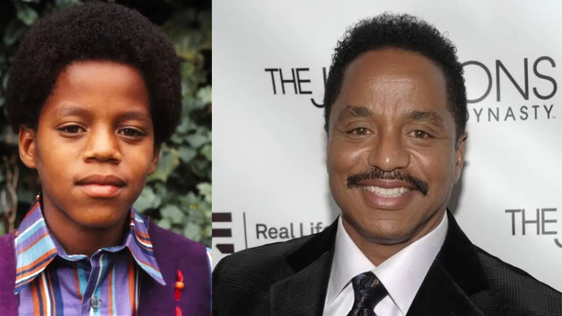 Marlon Jackson as a young Jackson 5 performer with his brothers and in later years after the group’s success