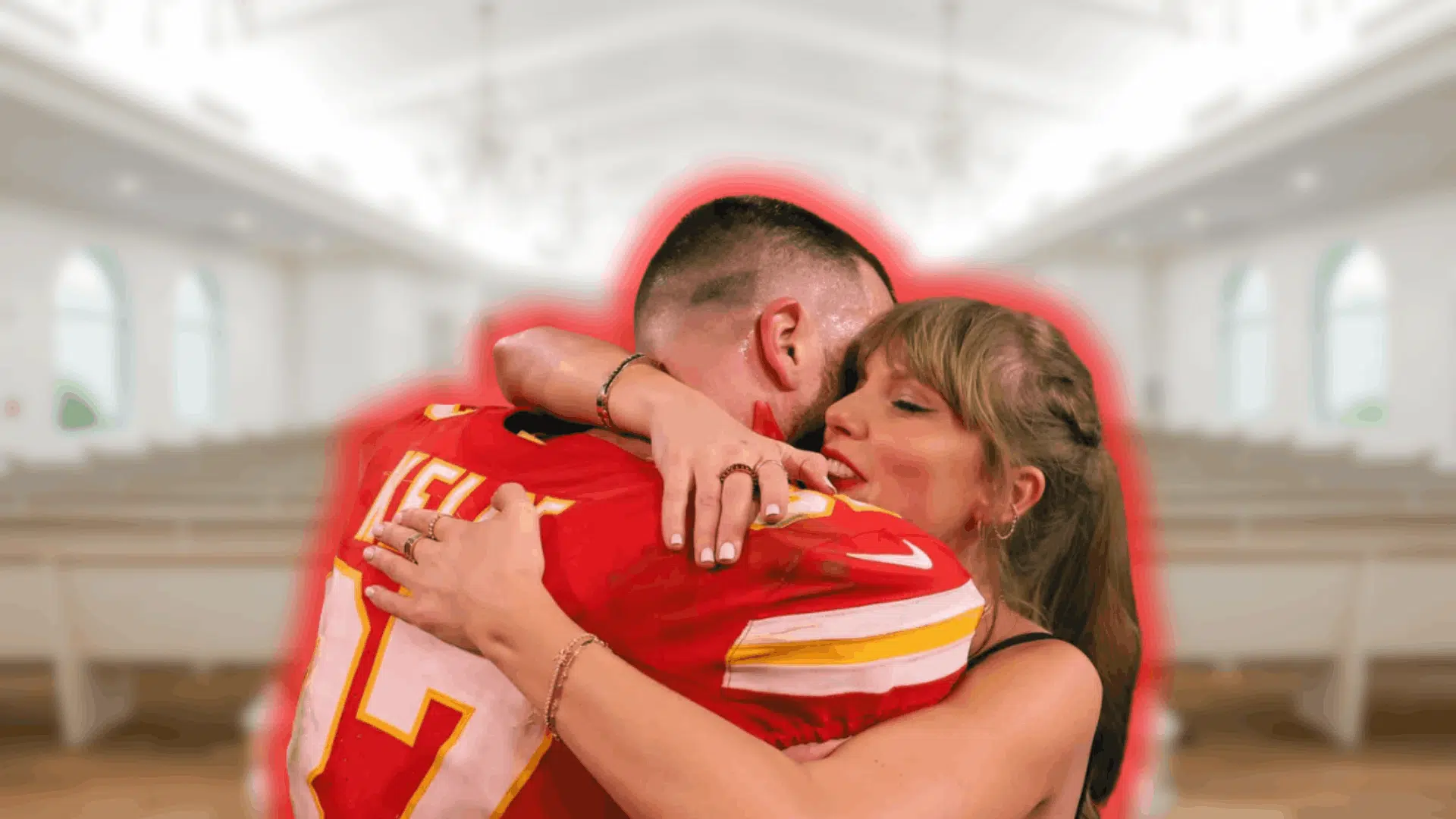 Taylor Swift hugs Travis Kelce in a heartfelt moment, highlighting their close bond before the wedding.